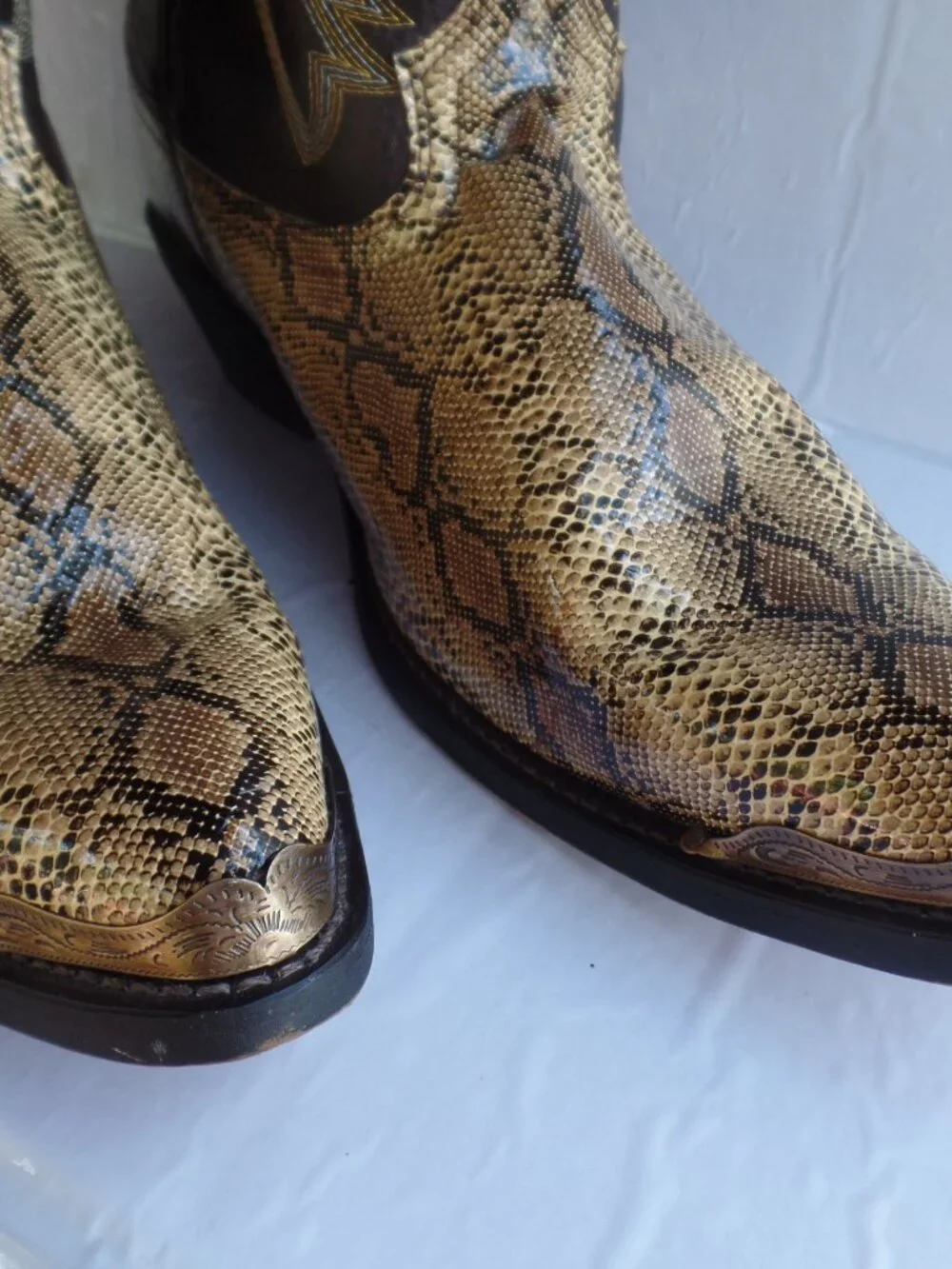 Laredo Mens Animal Print Pointed Toe Pull On Casual Boots Mid Calf - sz 15 68068